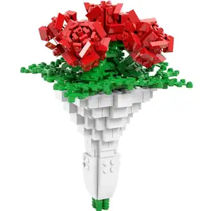 QIZHILE 90015 Dream agreement rose new toys flower vase kids children puzzle 3d for blocks model Building Toys