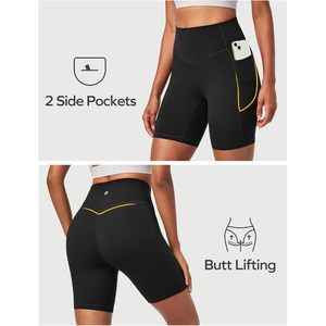 FOXA Biker Shorts Women 6 Inch Tummy Control Compression Yoga Gym Workout With Pockets - Product Image 2