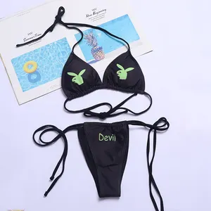 Bikini divertenti set costume da bagno halloween festival party skull bikini punk bunny costume da bagno