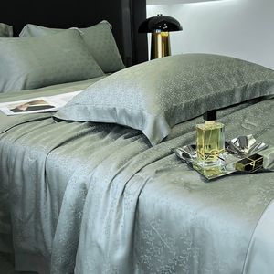 Alta classe Jacquard estate trapunta verde lenzuola doppie federe Set letto di lusso leggero tessuto per la casa biancheria da letto - Product Image 6