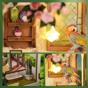 IIECREATE 9.5 "3D bricolage Puzzles en bois SL-28 bricolage Miniature maison <span class=keywords><strong>Kit</strong></span> livre coin pour l'âge 14 + enfants serre-livres - Product Image 4