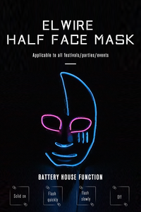 Rave Effrayant Demi Visage EL Fil Masques Pour <span class=keywords><strong>Les</strong></span> Gars - Product Image 3