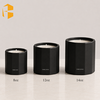 FUBEI LIVING Ensemble de bougies et diffuseur de parfum en céramique noir mat à facettes décagonales, cadeau de luxe écologique pour l'inauguration de la maison, avec logo