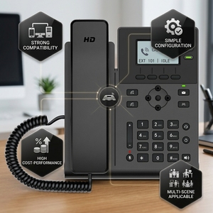 Telepon VoIP Profesional KS30 Layar <span class=keywords><strong>2.3</strong></span> Inci dengan Lampu Latar, 2 Akun SIP, Audio HD, Telepon IP Desktop Bisnis untuk UKM - Product Image 1