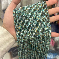 Perles rondes lisses en malachite naturelle, turquoise et fluorite de 3 mm, brin de 38 cm pour la fabrication de bijoux