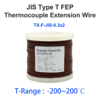 Fil de thermocouple de type T JIS, résistant à l'abrasion, isolé en FEP, fil d'extension de thermocouple solide 28AWG TX-F-JIS-0.3x2
