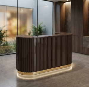 Modern Minimalist Curved Painted bar <b>Table</b>: Company Reception Desk, Office/hospital Reception Counter, Beauty Salon bar - Product Image 2