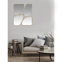 Grand miroir mural nouvel arrivage 100CM 4 pièces miroir irrégulier en métal doré pour la décoration du salon