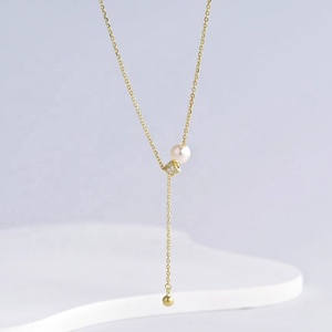 Custom plata 925 sterling silver Y shape tassel <b>necklace</b> wholesale summer mom personalized gold plated dainty pendant <b>necklaces</b> - Product Image 3