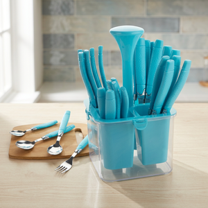 Service de table Anax Fancy, 24 pièces, turquoise, plastique, passe au lave-vaisselle, sans BPA, design moderne, portable, pour tous les jours - Product Image 2