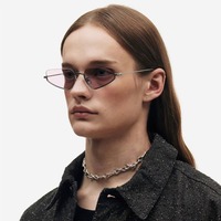 Lunettes de soleil œil de chat triangulaires à monture métallique fine, verres UV400, dégradé pastel Y2K, légères, pour femmes, vente en gros, streetwear
