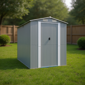 Casetta da Giardino in Acciaio Zincato Grigio Chiaro 75.6x140.6x87.8 Pollici - Soluzione di Stoccaggio - Product Image 2