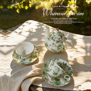 Nordic Gold Rim Bone China Coffee Cup Saucer <b>Set</b> British Afternoon <b>Tea</b> <b>Pot</b> Gift Box Premium Gift <b>Tea</b> Ware Wholesale - Product Image 2