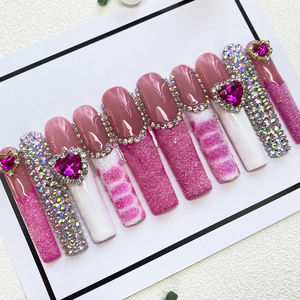 <span class=keywords><strong>Uñas</strong></span> Postizas Acrílicas Desmontables con Diseño <span class=keywords><strong>de</strong></span> Bailarina Pintadas a Mano, Venta al por Mayor, 10 Piezas, <span class=keywords><strong>Uñas</strong></span> Extra Largas Hechas a Mano - Product Image 4