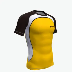 2023 New Blank Rash Guard mit Ihrem Logo Custom Design Made Logo Rash Guard Sportswear Polyester Erwachsene 10 Sets Custom Color