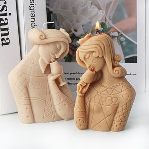 Embrasser vin verre dame Statue faisant 3D carte à jouer roi <span class=keywords><strong>des</strong></span> clubs <span class=keywords><strong>bougie</strong></span> Silicone moule abstrait pique coeurs reine corps moule - Product Image 2