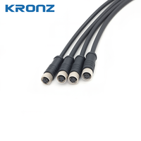 Connecteur droit KRONZ M8 femelle 3 broches à code A, pré-moulé, câble PVC 1m, étanche IP67, connecteur circulaire pour capteur