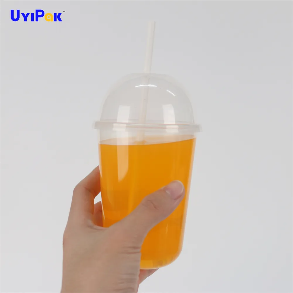 16オンス24オンスU字型PP射出PETプラスチックカップ卸売プラスチックカップ蓋付きバブルティーカップカスタム