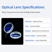 Custom Plano Concave Optical Glass Lens Custom Size Focal Length for Laser Expander Optical Instrument Lab Use