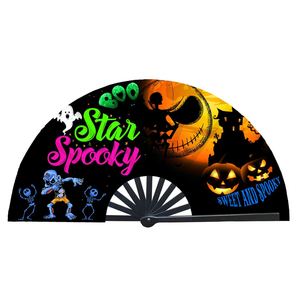 Abanicos de mano de bambú personalizados para Halloween, con sublimación, tipo 'boot on ground' para fiestas rave, con técnica pintada - Product Image 3