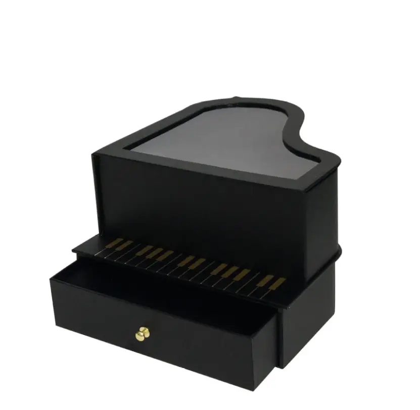 Concert Birthday Gift Customized Luxury Eco Friendly Gold Pink Black Heart-shaped Piano Box with Sliding Drawer Box