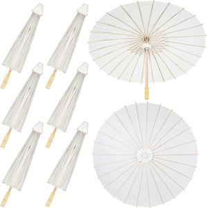 Nicro New Creative DIY Handmade Bamboo Crafts Wooden White Foldable Paper Umbrellas Promotional Gifts Wedding Party Decoration