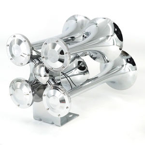 Kit de klaxon à air 4 trompettes <span class=keywords><strong>12V</strong></span>/24V 130dB super puissant, chromé, pour camion, bus, véhicule lourd - Product Image 4