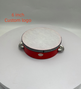 6 Inch Custom Logo Tambourine Handheld Percussion <b>Drum</b> with Metal Jingles - Orff Musical Instrument for Kids & Adults FactoryOEM - Product Image 1
