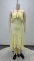 Robe Camisole Femme Personnalisée OEM, Dos Nu, Col en V, Sans Manches, Dentelle et Strass, pour Vacances et Plage, Fabrication Usine
