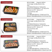 Lonchera Desechable de Grado Alimenticio, Apta para Microondas, con Múltiples Compartimentos, Tapa Hermética, Divisores, para Ensaladas, Arroz, Preparación de Comidas