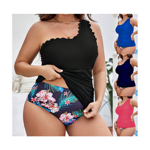 Traje <span class=keywords><strong>de</strong></span> baño <span class=keywords><strong>de</strong></span> una pieza sexy con forma <span class=keywords><strong>de</strong></span> concha para mujer, talla grande, con estampado <span class=keywords><strong>de</strong></span> cuadros, cordón lateral y fruncido, tallas L-4XL - Product Image 2
