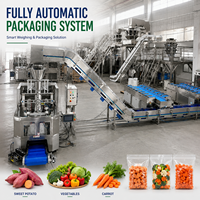 Système VFFS automatique de pesage, remplissage, scellage, étiquetage et emballage pour légumes, patates douces et carottes, avec contrôle PLC, pour boîtes en carton