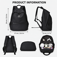 Sac à dos pour femme en tissu nylon avec poche avant, emblème rond, pour usage quotidien, bretelles réglables, OEM ODM, vente en gros, MOQ 10 pièces
