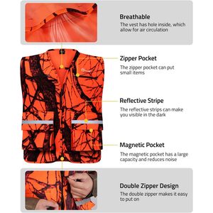 Gilet de chasse Cvlife Blaze Orange pour hommes, taille XL, haute visibilité avec poches pour la chasse - Product Image 3