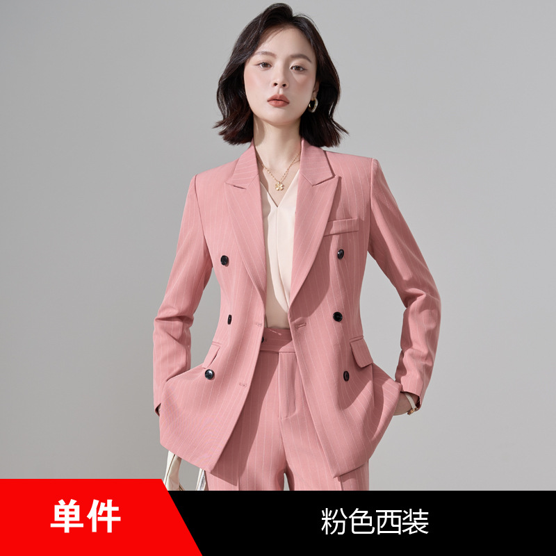 pink striped suit