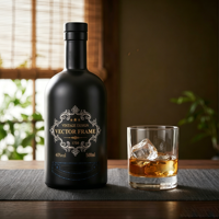 Bouteille de spiritueux en verre noir mat opaque 500ml 750ml, bouteille de vodka en verre pour marquage de spiritueux artisanaux modernes