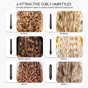 <span class=keywords><strong>Ondas</strong></span> de barril intercambiables automáticas, estilizador de pelo, rizador de pelo automático de cerámica mágica, juego de pinzas, varita de hierro rizado de temperatura LCD - Product Image 2