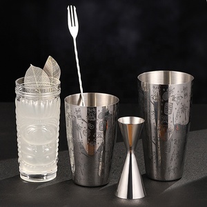 Ensemble de mixeur <span class=keywords><strong>Tiki</strong></span> en acier inoxydable, <span class=keywords><strong>shaker</strong></span> Boston gravé, doseur, cuillère de bar, gobelet en étain, verres à cocktail, <span class=keywords><strong>shaker</strong></span> - Product Image 6