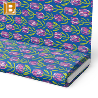 Kain Katun Organik BILU Custom dengan Cetakan Digital Tulip Warna-warni untuk Pakaian