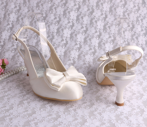 (23 colori) Slingback In Raso <span class=keywords><strong>Beige</strong></span> Delle Donne Pompa I Pattini - Product Image 5