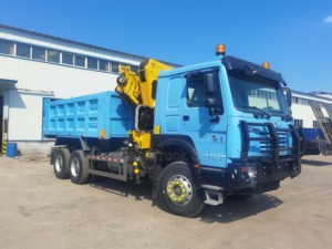Chine Howo 10 roues 380hp benne basculante camion monté 16 tonnes grue à flèche pliante prix - Product Image 2
