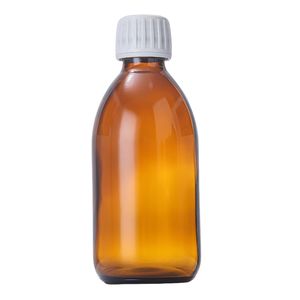 100ml 125ml 180ml 200ml 250ml 300ml 500ml 호박색 원형 실험실 유리 기침 시럽 병 나사 캡 펌프 - Product Image 4