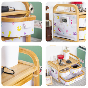 Taoya Bamboo Fabric Cosmetic <b>Storage</b> <b>Box</b> With <b>Drawers</b> Japanese Style Desktop Organizer 10-20L Makeup <b>Storage</b> - Product Image 3
