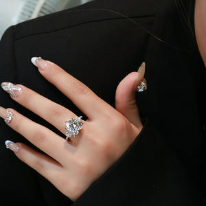 Venta al por mayor 6.0ct Moissanite corazón corte diamante anillo 925 Plata Rosa zafiro promesa rodio plateado joyería para mujeres - Product Image 4