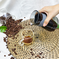 Ensemble de théière et de tasse à café en verre borosilicate de haute qualité, moderne, résistant à la chaleur, écologique, gris, en stock, petit et transparent