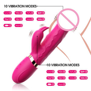 Mainan seks dewasa wanita simulasi masturbasi klitoris Dildo Vibrator kelinci berkepala ganda - Product Image 2