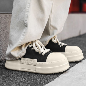 Chaussures Chunky Empire pour Hommes, Couleur Unie, Bout Rond, Lacets, Plateforme, Semelle en Caoutchouc Rehaussante, Sneakers Casual Toutes Saisons - Product Image 2