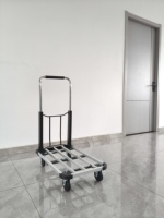 Chariot pliable léger à cadre en aluminium extensible, roues antidérapantes, pour la maison, le supermarché et la logistique