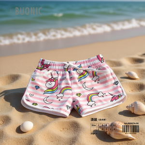 Buonic Girls Pantaloncini con stampa unicorno Pantaloncini da bagno estivi a righe rosa Taglia 4 6 8 10 12 - Product Image 2