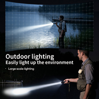 Lampe torche à double source lumineuse évolutive, zoom, lumière latérale COB, rechargeable USB Type C, affichage de la batterie, 7 modes, pour l'extérieur